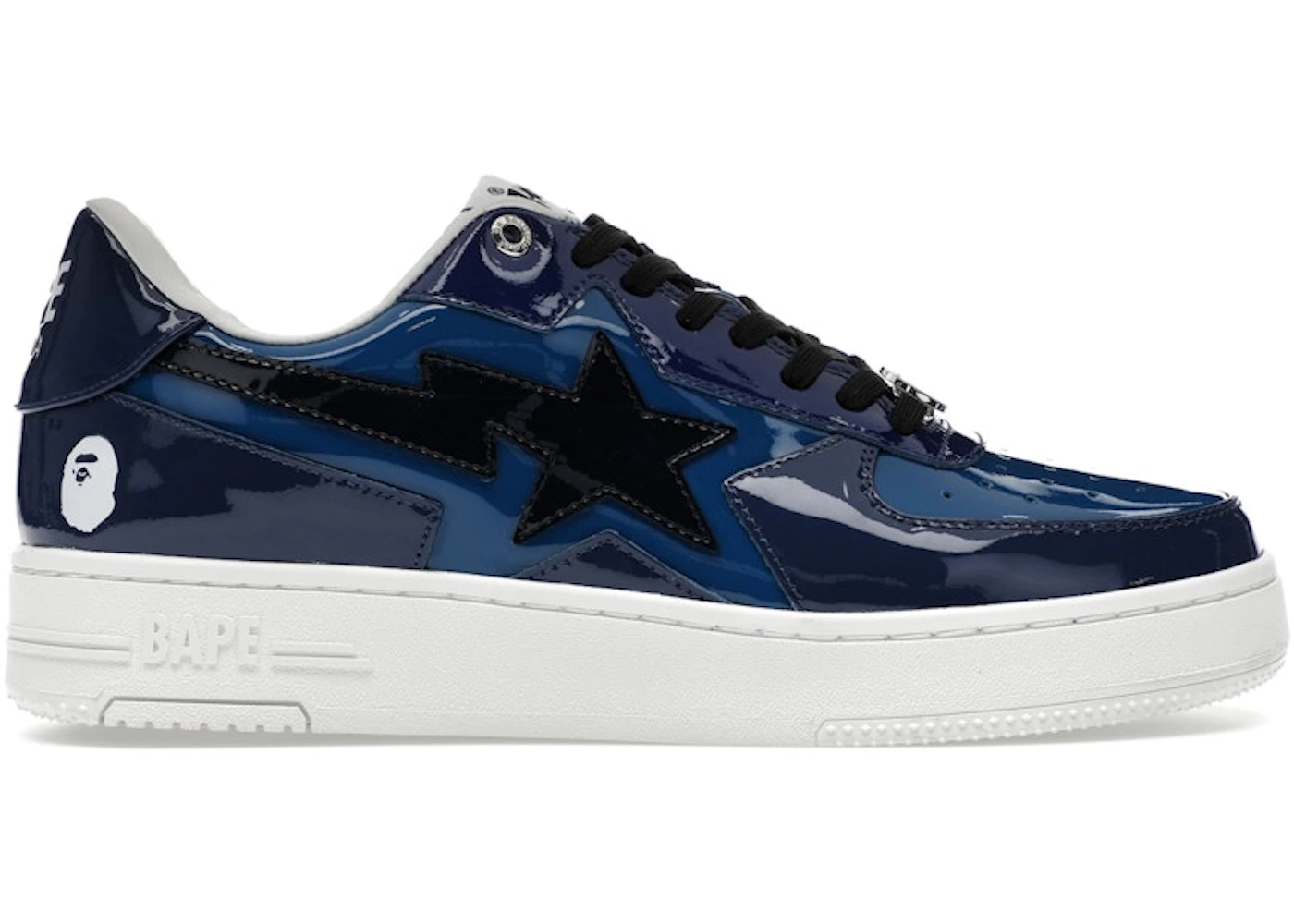 A Bathing Ape Bape Sta Icon Low Navy Blue Patent