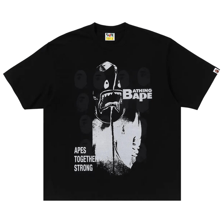 BAPE Spray Print Multi Logo Relaxed Fit Tee 'Black'