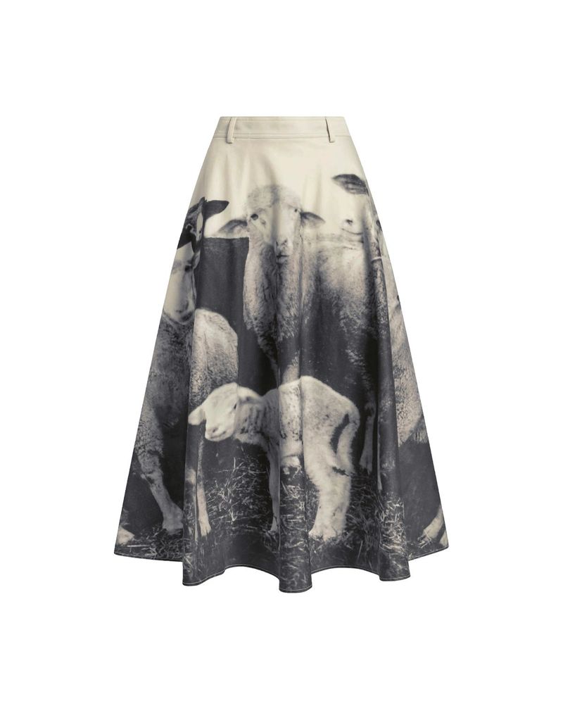 Moschino Sheep Print A-Line Skirt
