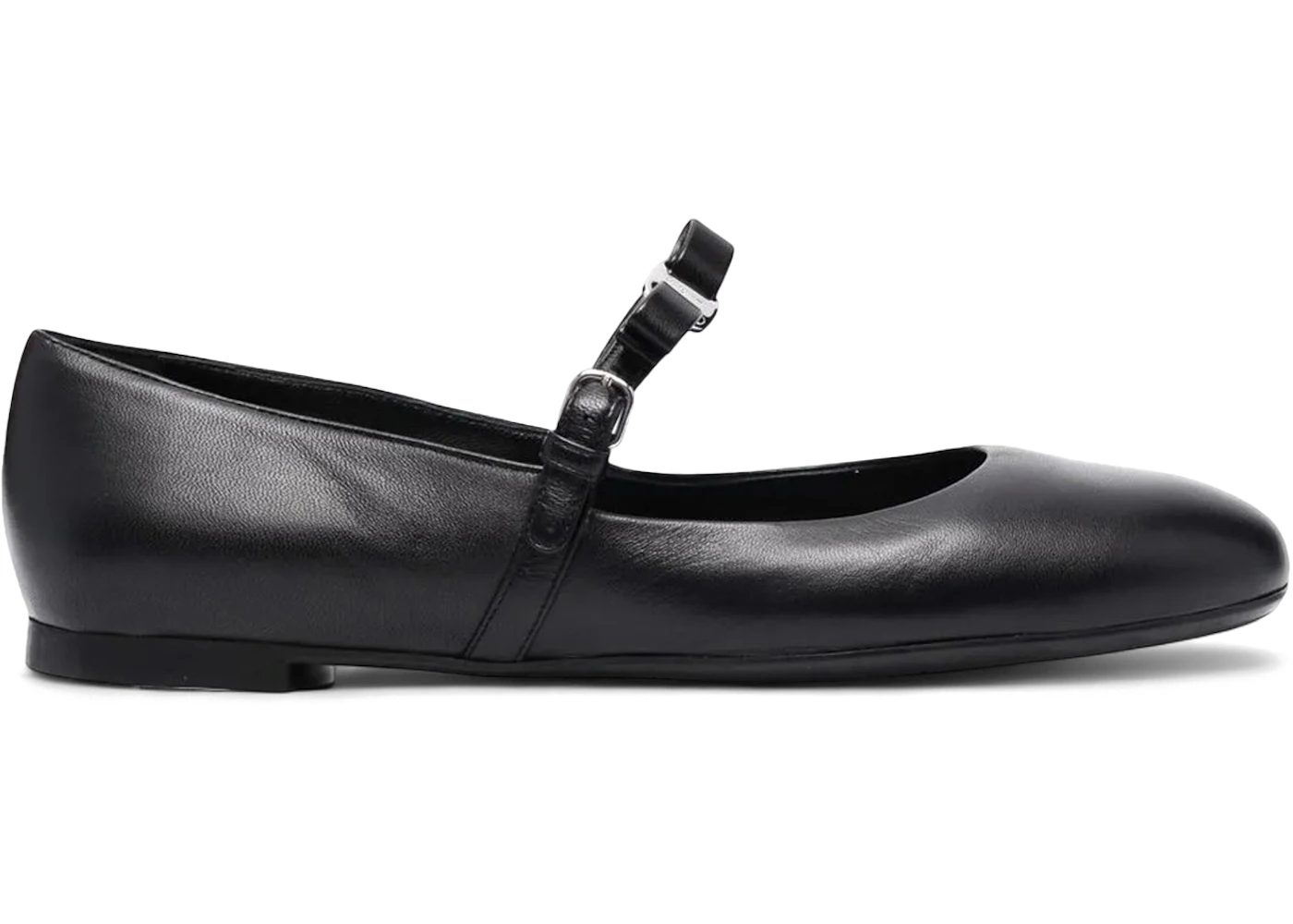 Ferragamo Lizz Leather Ballerina Shoes Black (Women's)