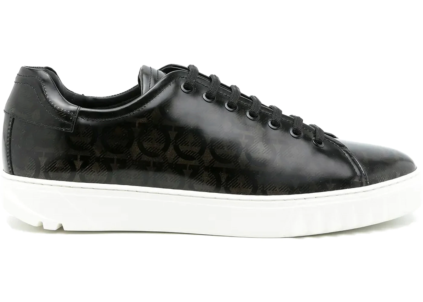 Ferragamo Cube Gancini-Print Sneakers Gray
