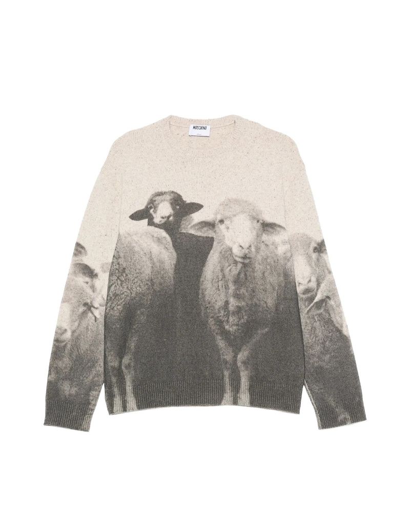 Moschino Sheep-Print Knitted Sweater