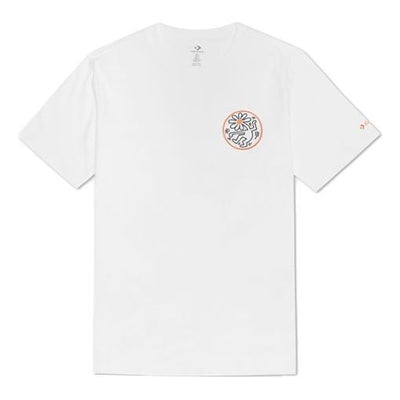 Men's Converse x Keith Haring Crossover Embroidered Logo Alphabet Printing Round Neck Loose White
