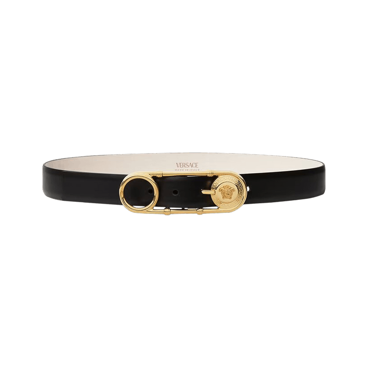 Versace Safety Pin Leather Belt 'Black/Versace Gold'