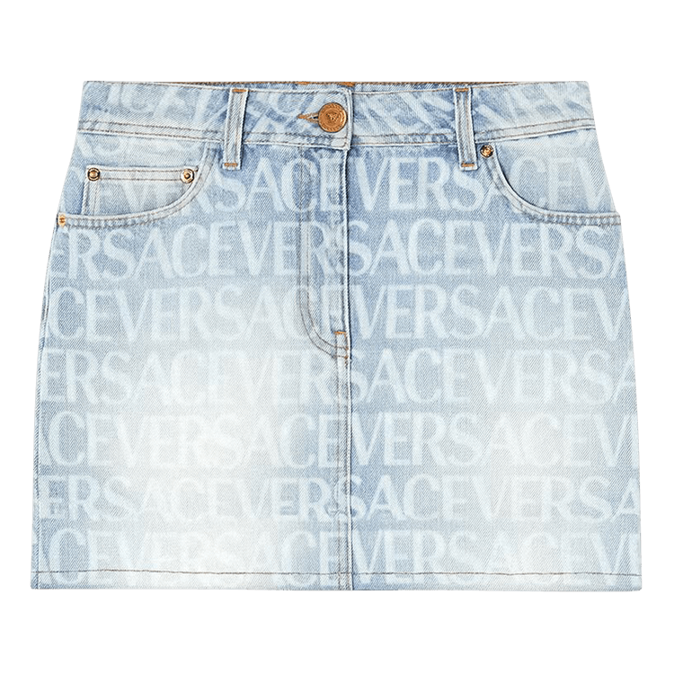 Versace Logo Denim Skirt 'Light Blue'