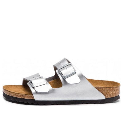 (WMNS) Birkenstock Arizona Birko-Flor Narrow Fit Sandals 'Silver'