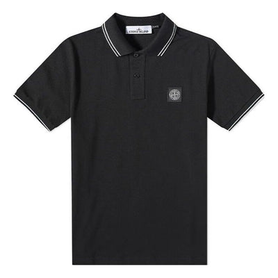 STONE ISLAND Patch Polo Shirt 'Black'