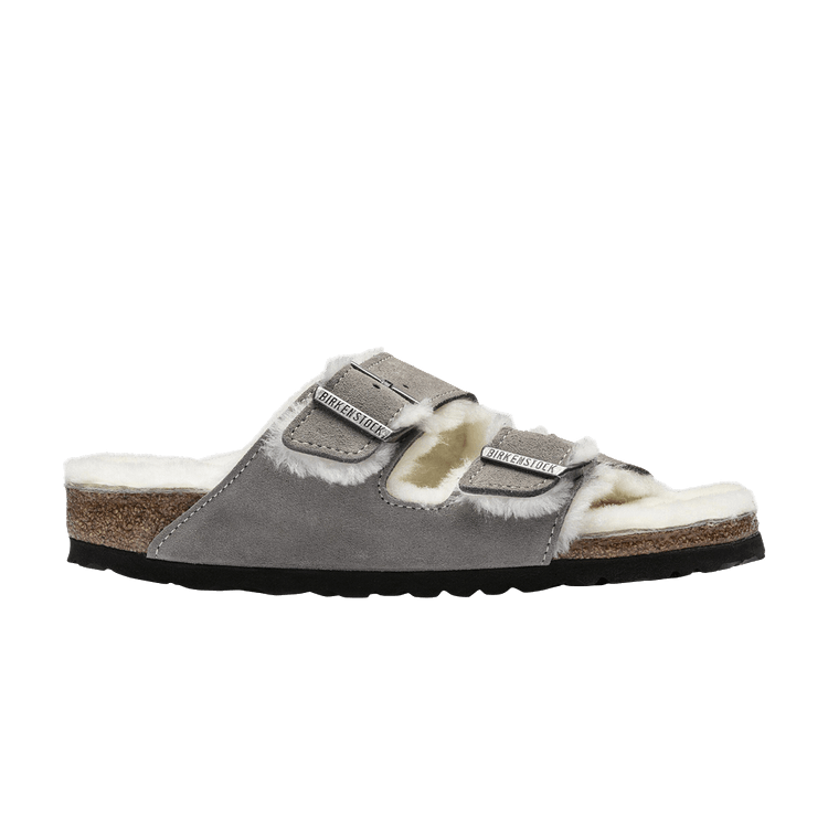 Birkenstock Arizona Shearling Suede Leather Narrow 'Stone Coin'
