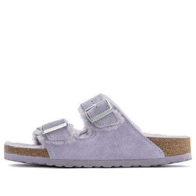 (WMNS) Birkenstock Arizona Shearling Suede Leather Narrow Fit 'Purple Fog'
