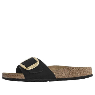 (WMNS) Birkenstock Madrid Big Buckle Nubuck Leather Narrow Fit Sandals 'Black'