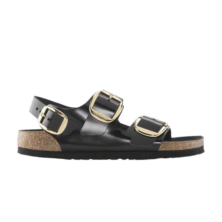 Birkenstock Wmns Milano Big Buckle Natural Patent Leather Narrow 'Black'