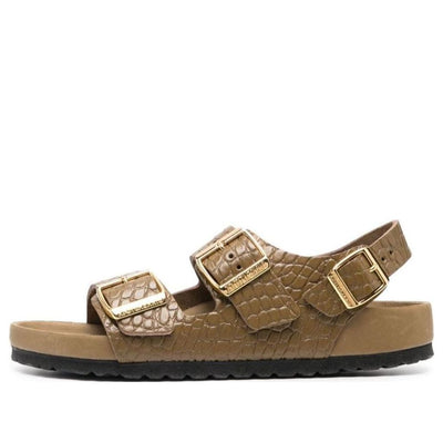 Birkenstock Milano Embossed Leather Narrow Fit Sandals 'Emboss Mud Green'
