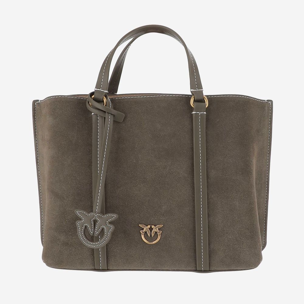 Pinko Suede Stitch-Detail Tote Bag