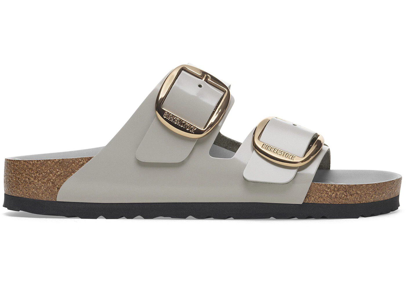 Birkenstock Arizona Big Buckle Natural Leather Patent High-Shine Stone Coin