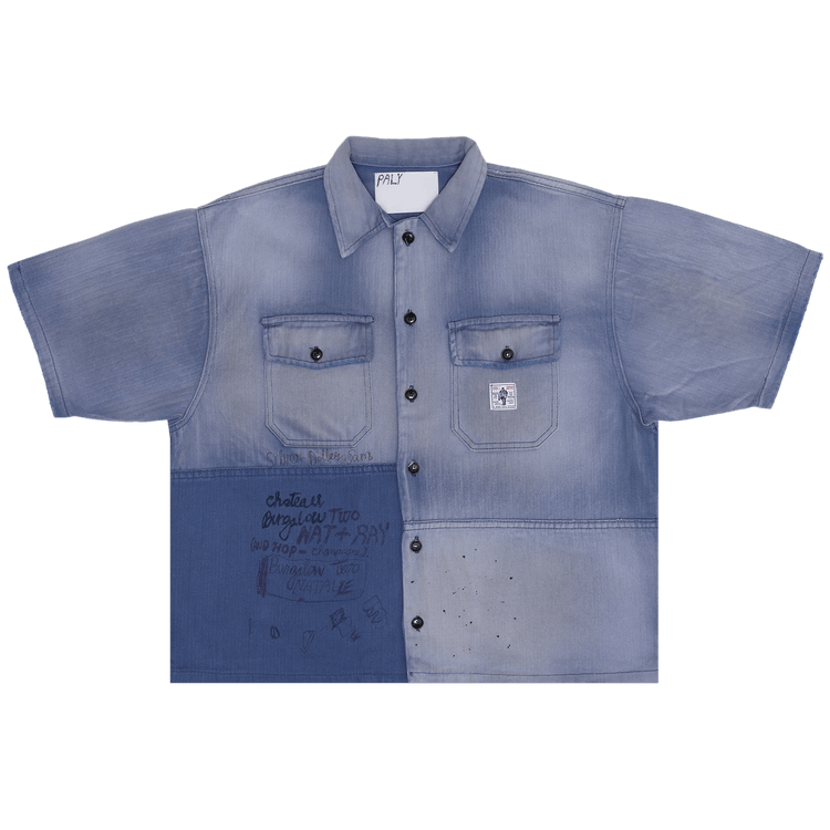 Paly Hollywood Love Short-Sleeve Herringbone Work Shirt 'Navy'