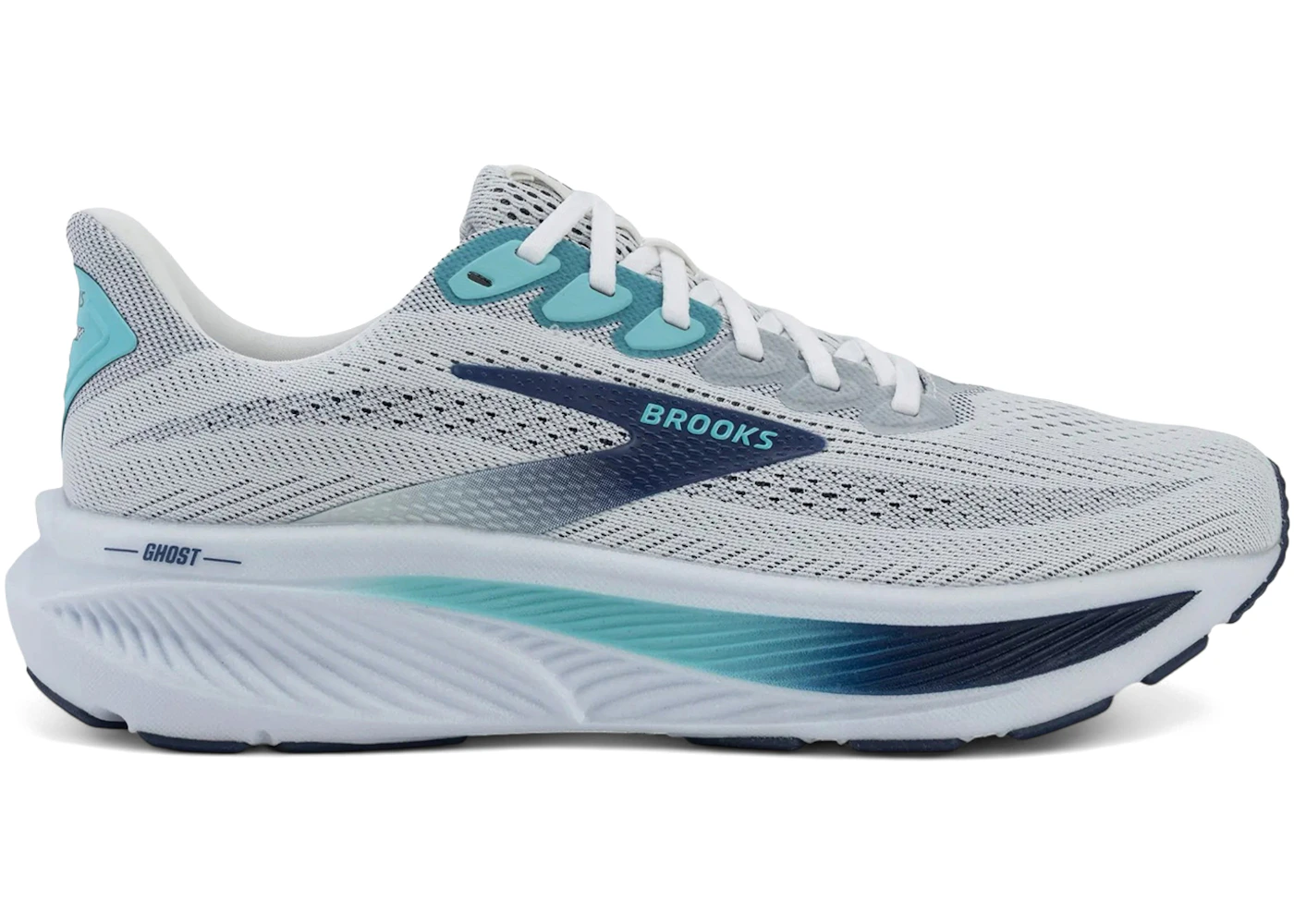 Brooks Ghost 17 White Beacon Blue Ipanema