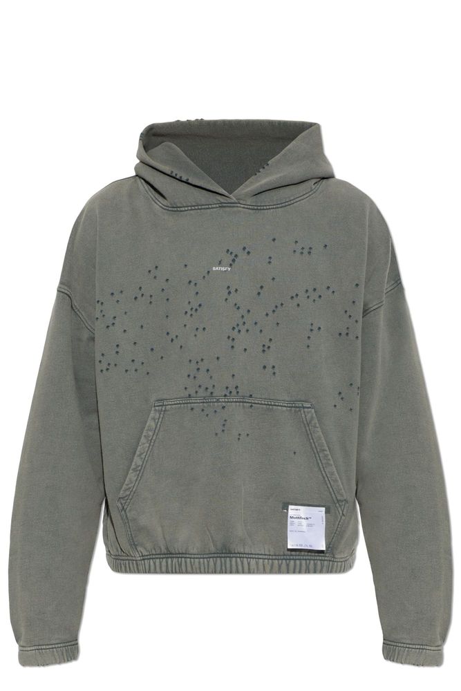 SATISFY Distressed Logo Hoodie