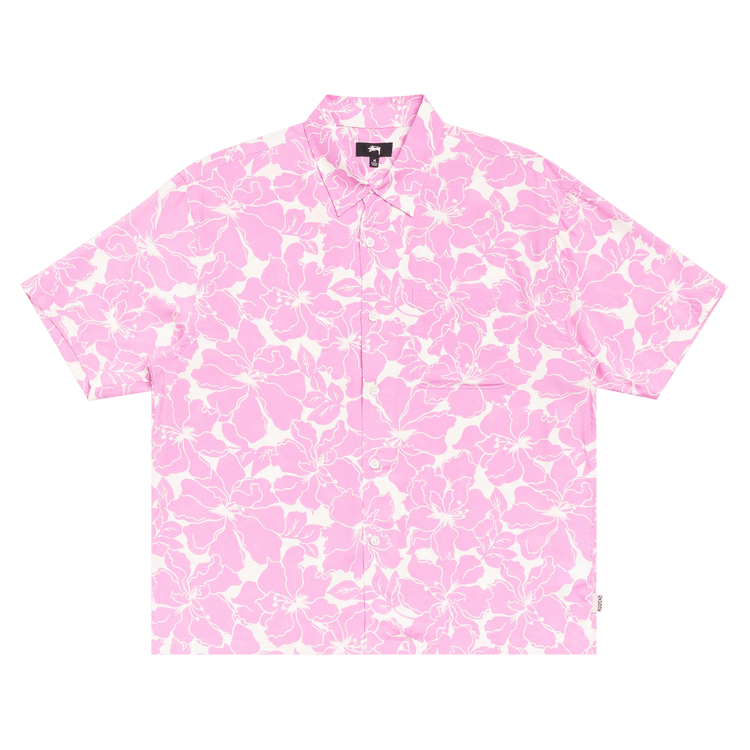 Stussy Floral Hawaiian Shirt 'Pink'