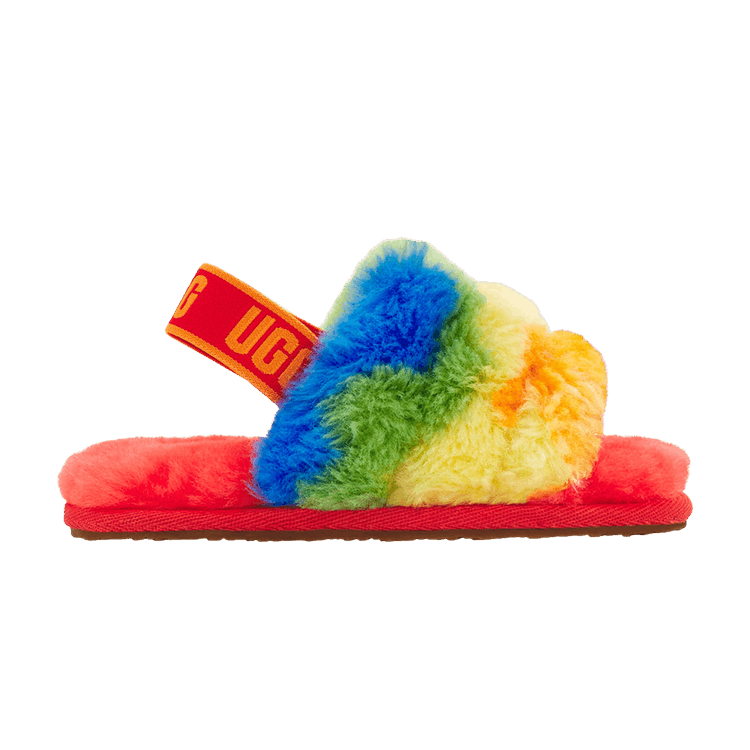 UGG Fluff Yeah Slide Toddler 'Cali Collage - Rainbow Stripes'