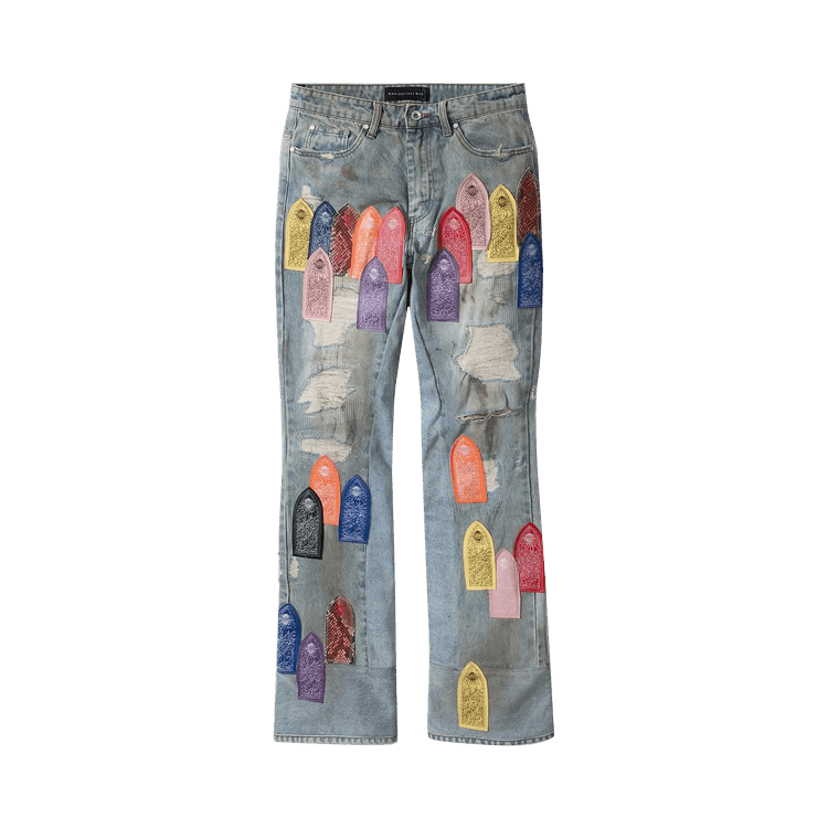 Who Decides War Patch Arched Repaired Distressed Denim 'Multicolor'