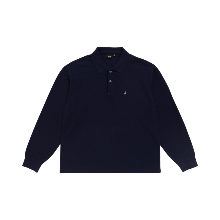 Stussy Classic Pique Long-Sleeve Polo 'Navy'