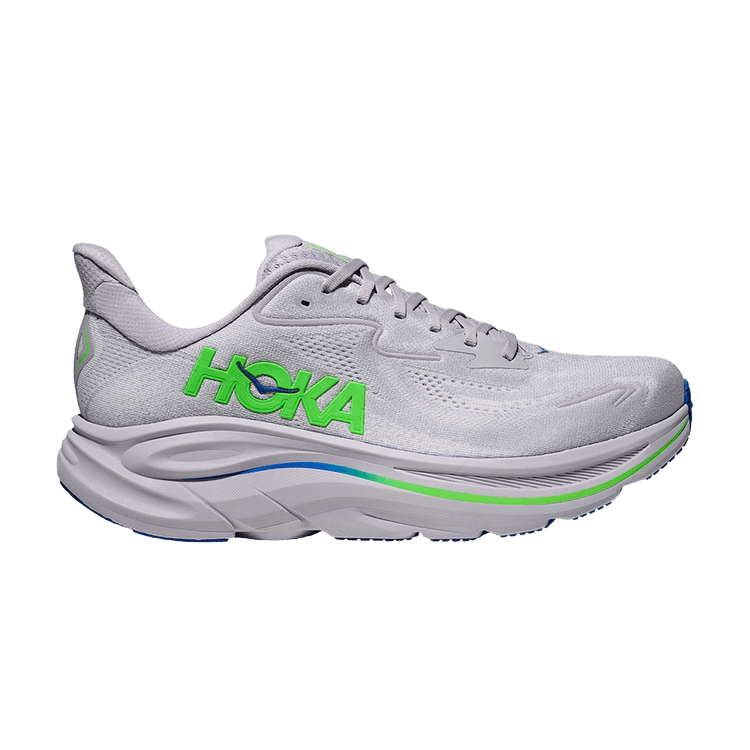 HOKA Clifton 10 2E Wide 'Ash Grey Neon Green'