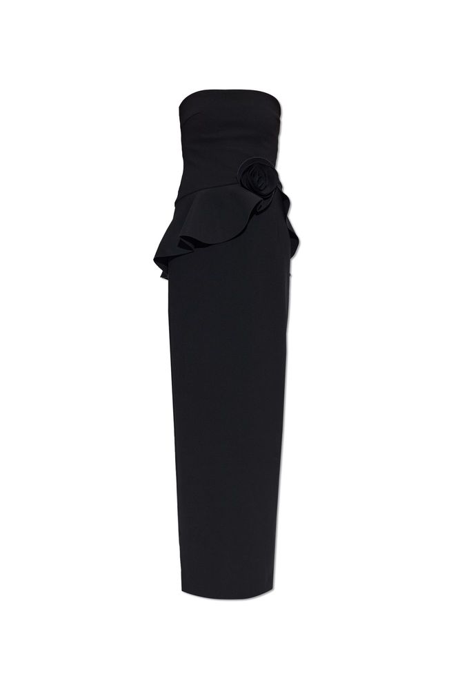 ROTATE Strapless Floral Draped Dress