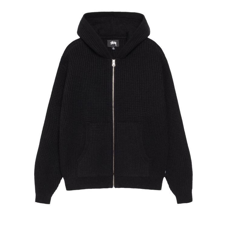 Stussy Waffle Cashmere Zip Hoodie 'Black'