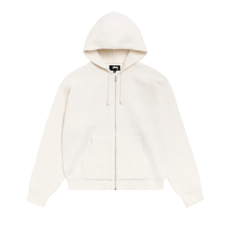 Stussy Textured Zip Hooded Sweater 'Bone'