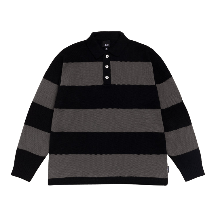 Stussy Pique Knit Stripe Rugby 'Black'