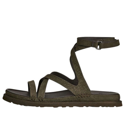 (WMNS) UGG GoldenGaze Embossed Ankle Wrap Sandals 'Dense Smoke'