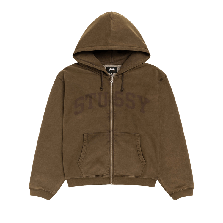Stussy Faded Graphic Zip Hoodie 'Olive'