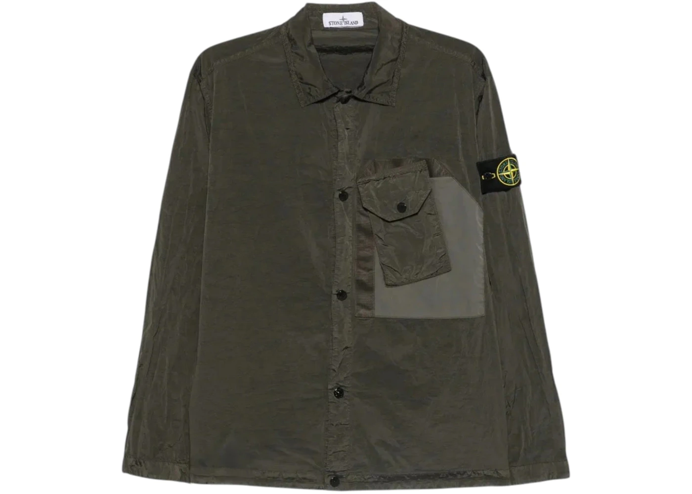 Stone Island 120009 Nylon Metal Longsleeve Chest Pocket Shirt Coal Grey