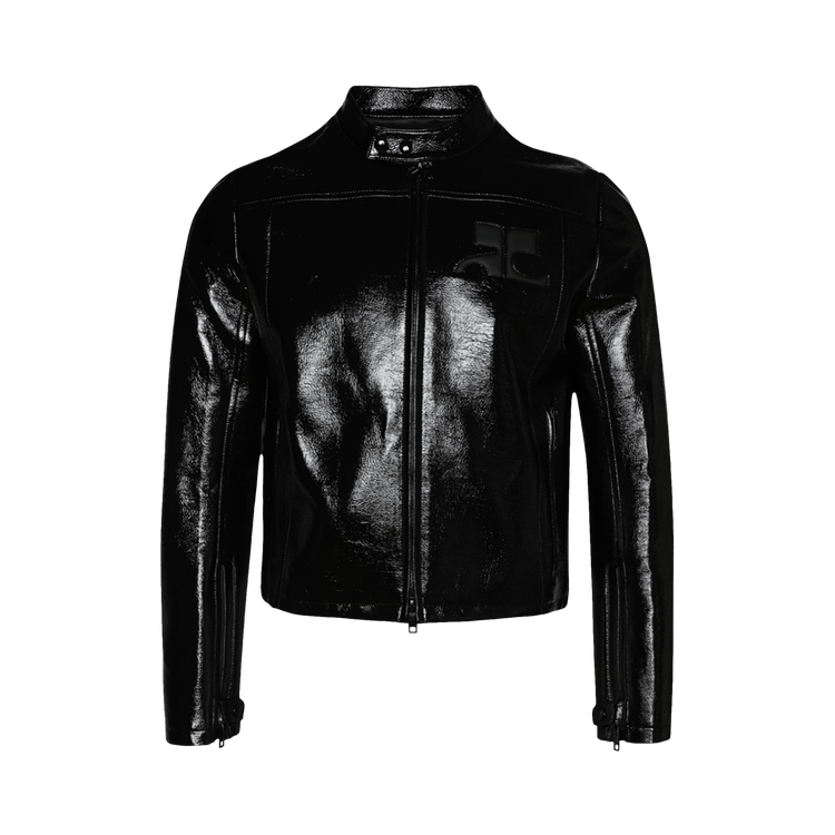 Courrèges Iconic Vinyl Biker Jacket 'Black'