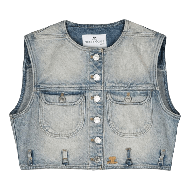 Courrèges Multiflex Denim Cropped Vest 'Light Blue Wash'
