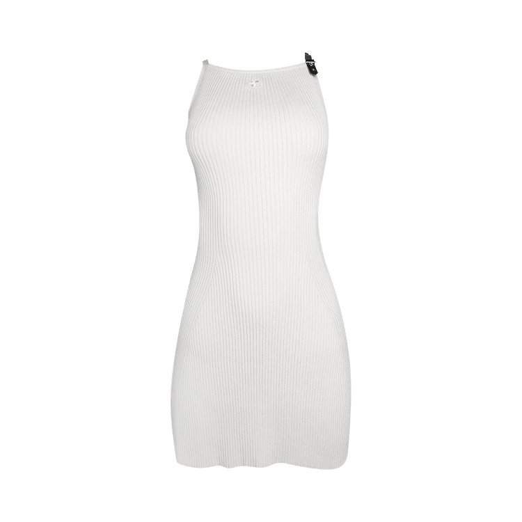 Courrèges Neckline Rib Knit Dress 'Lime Stone'