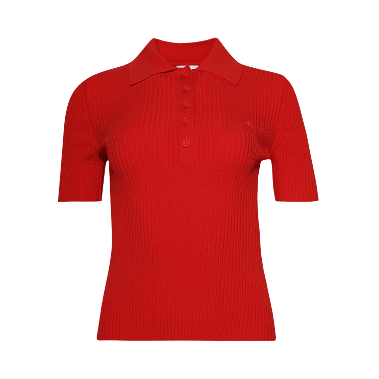 Courrèges Signature Rib Knit Polo 'Poppy'