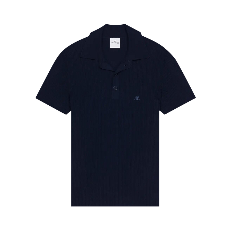 Courrèges Rib Knit Polo 'Navy'