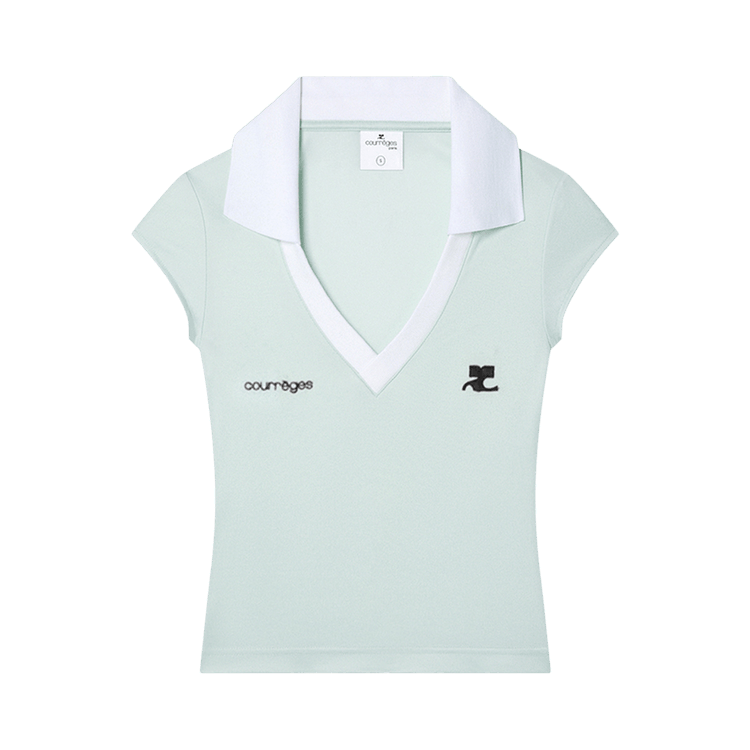 Courrèges Sports Cropped Polo 'Light Mint/Heritage White'