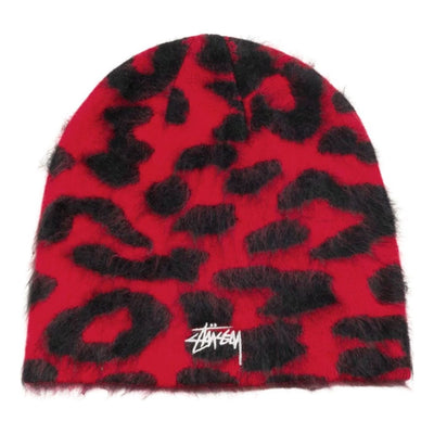 Stussy Cashmere Leopard Skullcap 'Red'