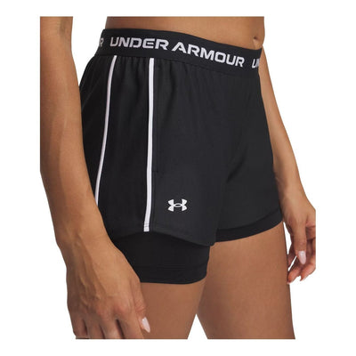 (WMNS) Under Armour Tech Play Up 2-in-1 Shorts Asia Sizing 'Black White'