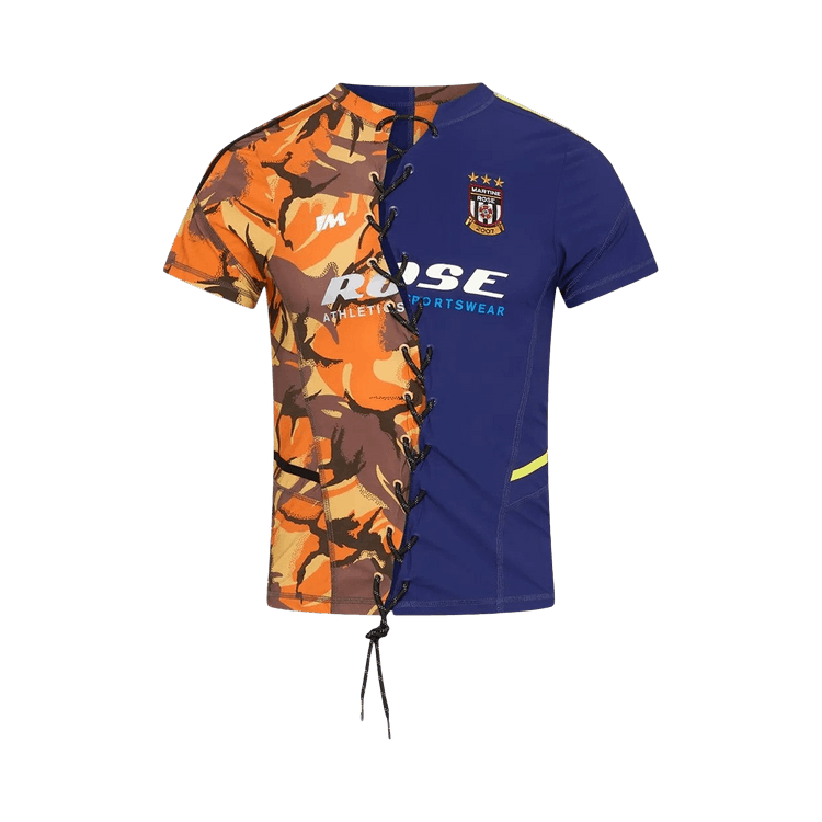 Martine Rose Lace Up Football Top 'Orange Camo/Navy'