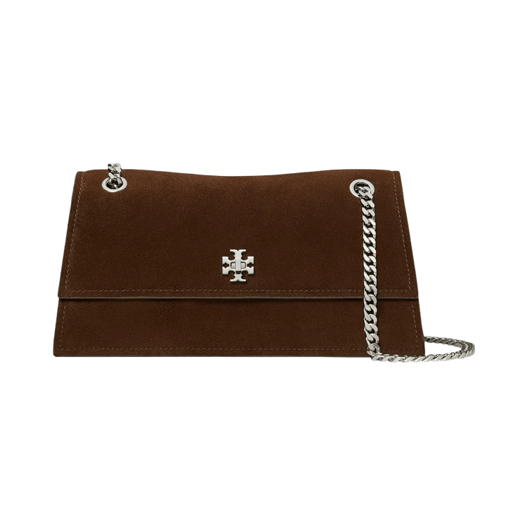 Tory Burch Kira Turnlock Suede Shoulder Bag 'Dark Cocoa'