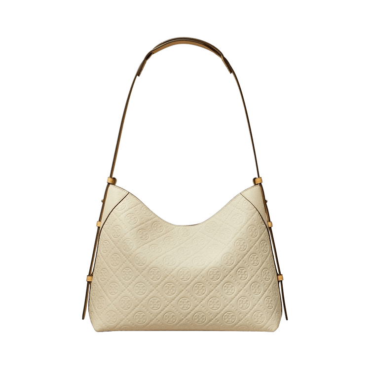 Tory Burch T Monogram Pebble Messenger Bag 'Warm White'