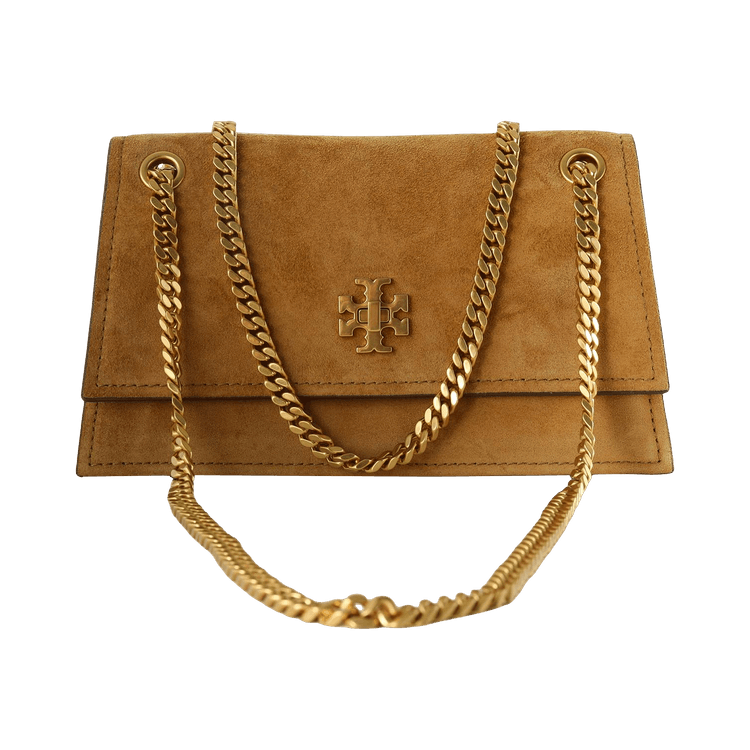 Tory Burch Kira Turnlock Suede Mini Bag 'Toffee'