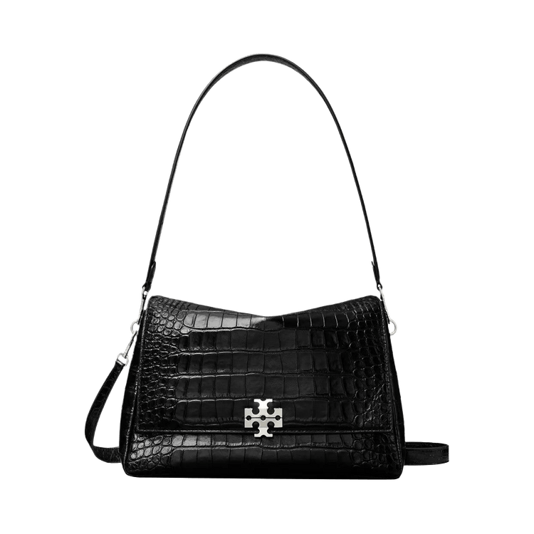 Tory Burch Charlie Embossed Croc Shoulder Bag 'Black'