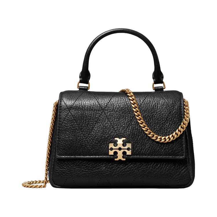 Tory Burch Mini Charlie Quilted Top Handle Crossbody Bag 'Black'