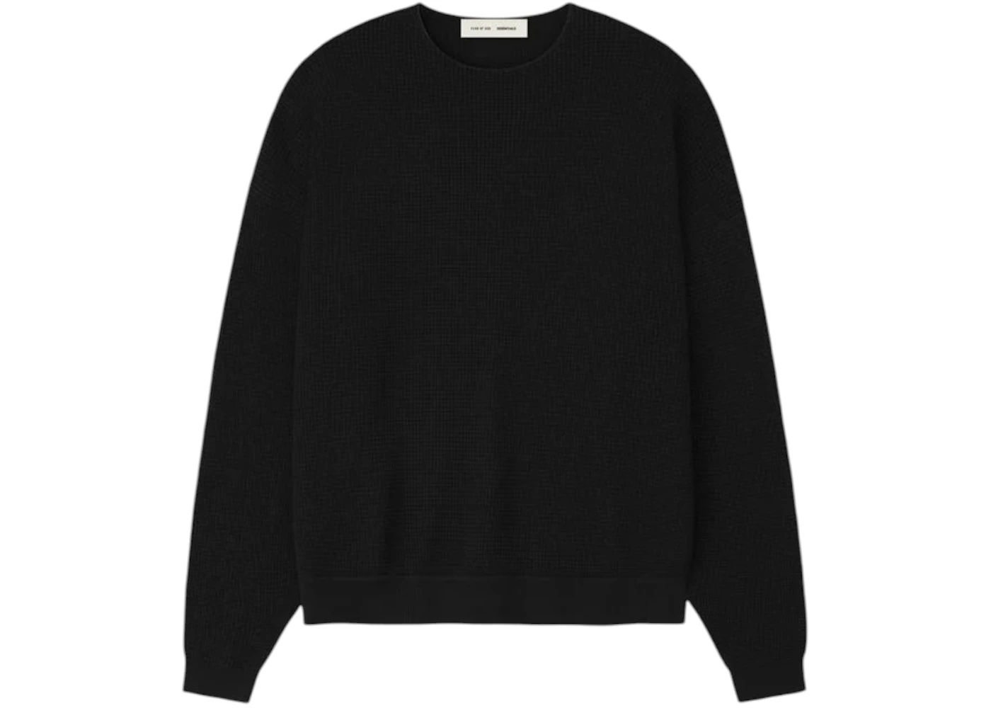 Fear of God Essentials Waffle Crewneck 90's Sweater Vintage Black