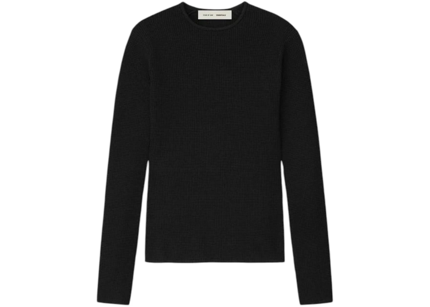 Fear of God Essentials Womens Waffle Long Sleeve Top Vintage Black