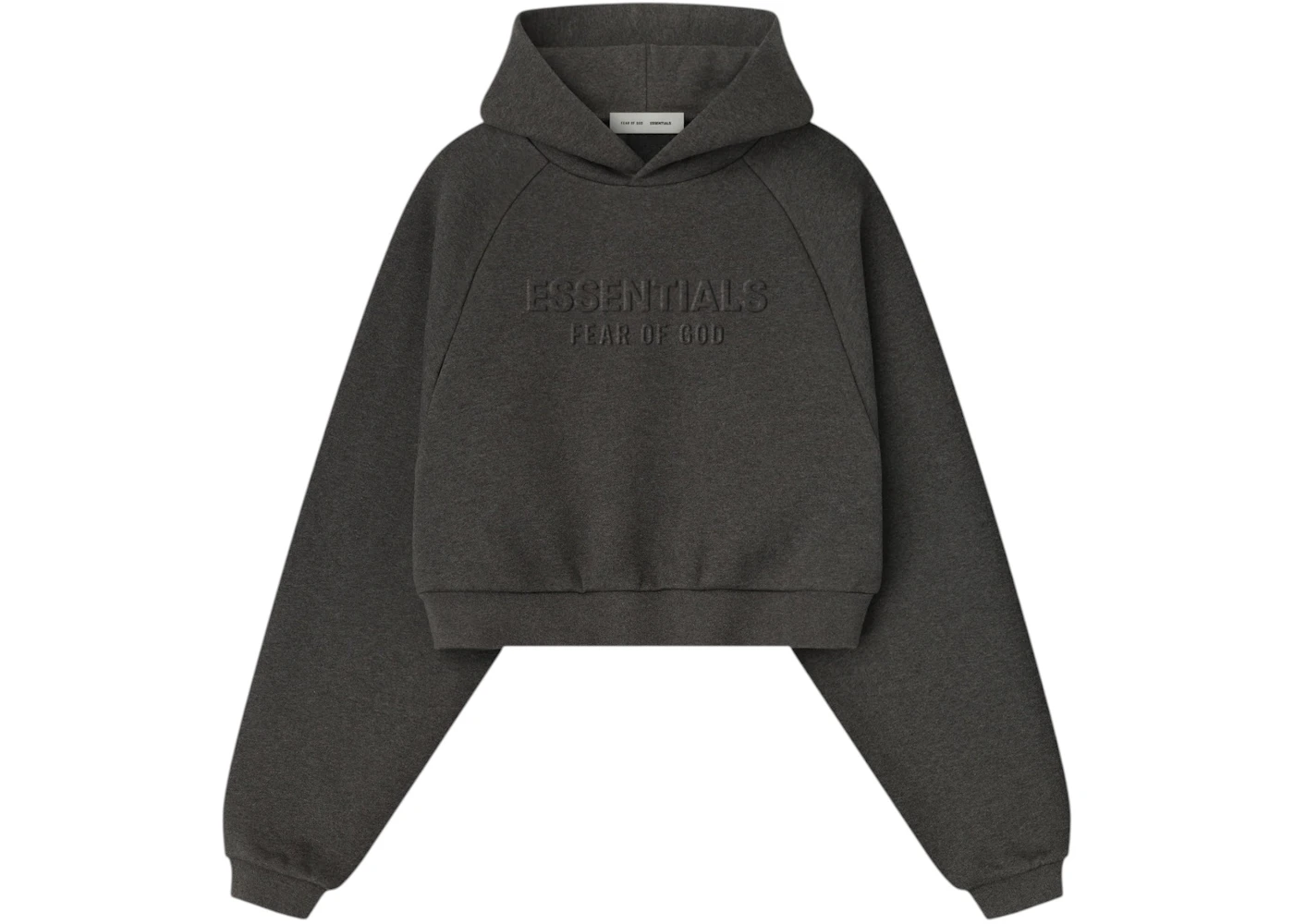 Fear of God Essentials Womens Embossed 90's Raglan Hoodie Charcoal Heather